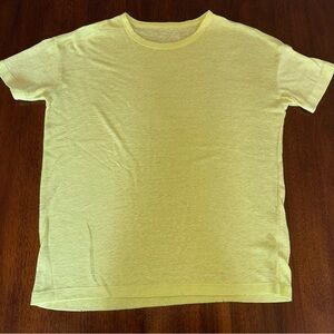 Aerie Yellow Oversized Linen Blend Tee Shirt Short Sleeve Size XS